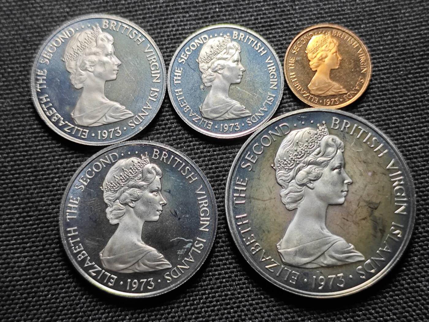 KK钱币收藏小铺   套币专场 2月预留时间 周末发货  1973维尔京群岛大小面值精制一套