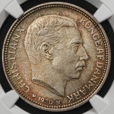 修遠堂世界钱币第109期 - NGC MS65 1930年丹麦国王60大寿纪念2克朗银币