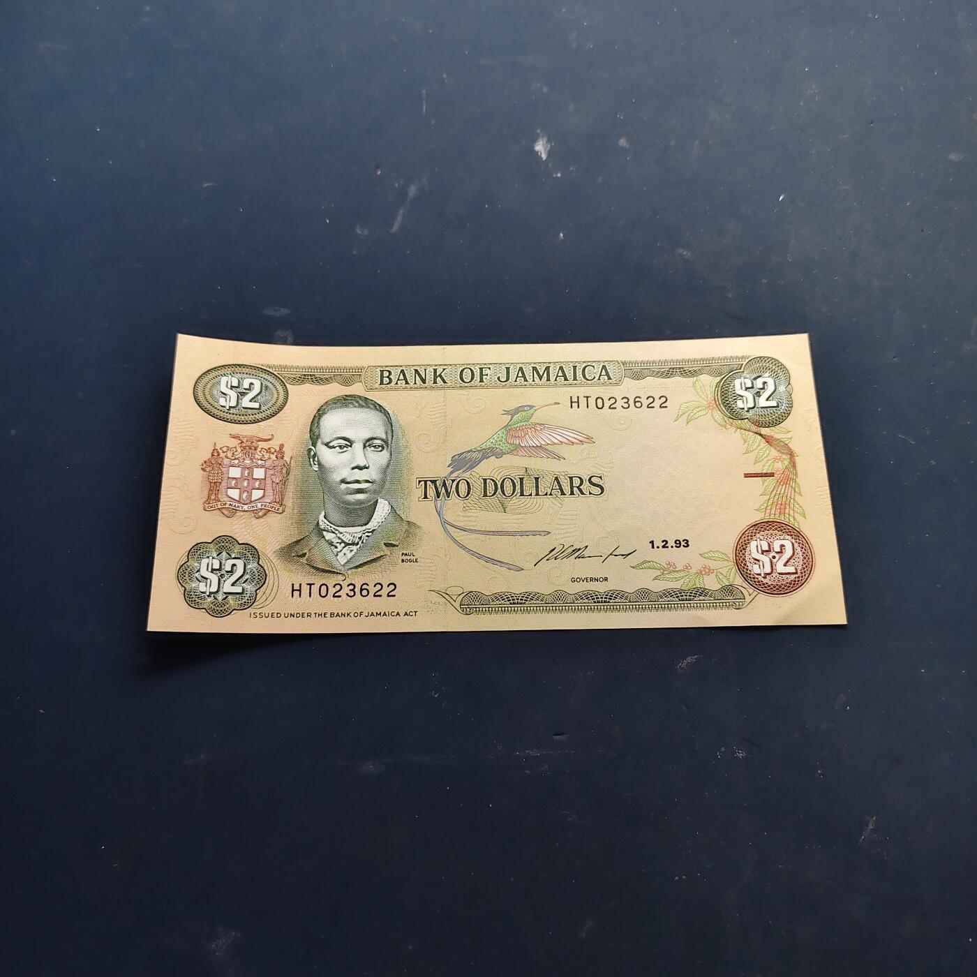 【全场包邮】纯粹捡漏拍514场 【纸钞】牙买加2元FAO近全新纪念钞