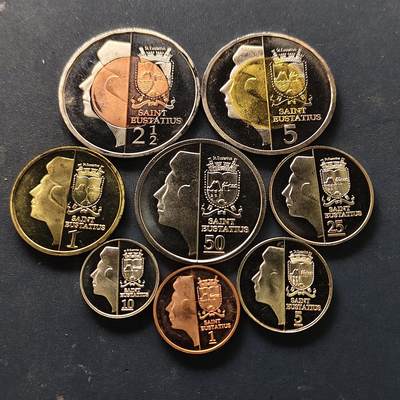 【全场包邮】纯粹捡漏拍514场 - 荷属圣尤斯特歇斯岛2011年海洋动物版8枚套币