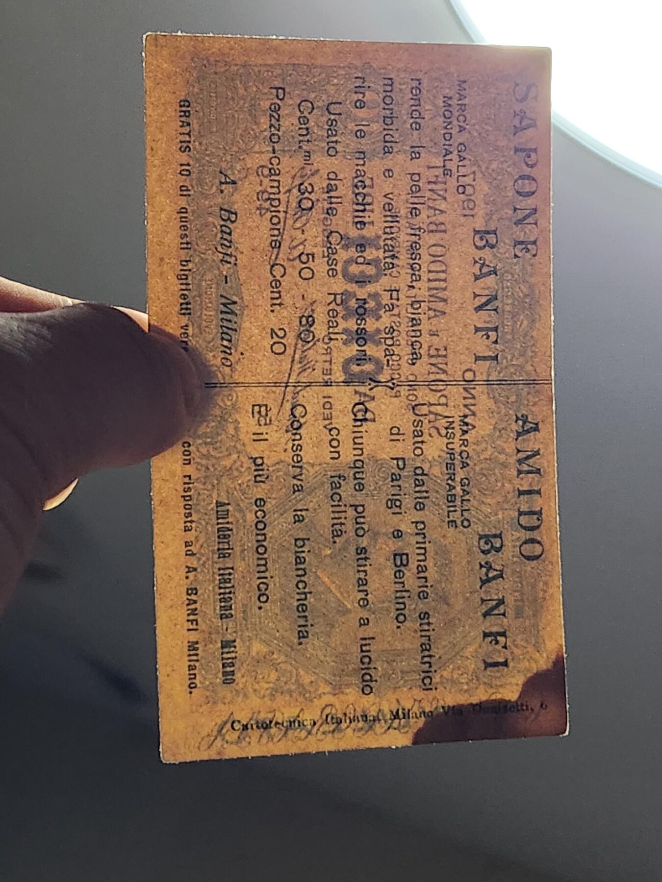 3月25号晚上8点 外国纸币自动截拍第45场 意大利 1907年10里拉 背面广告  稀少 