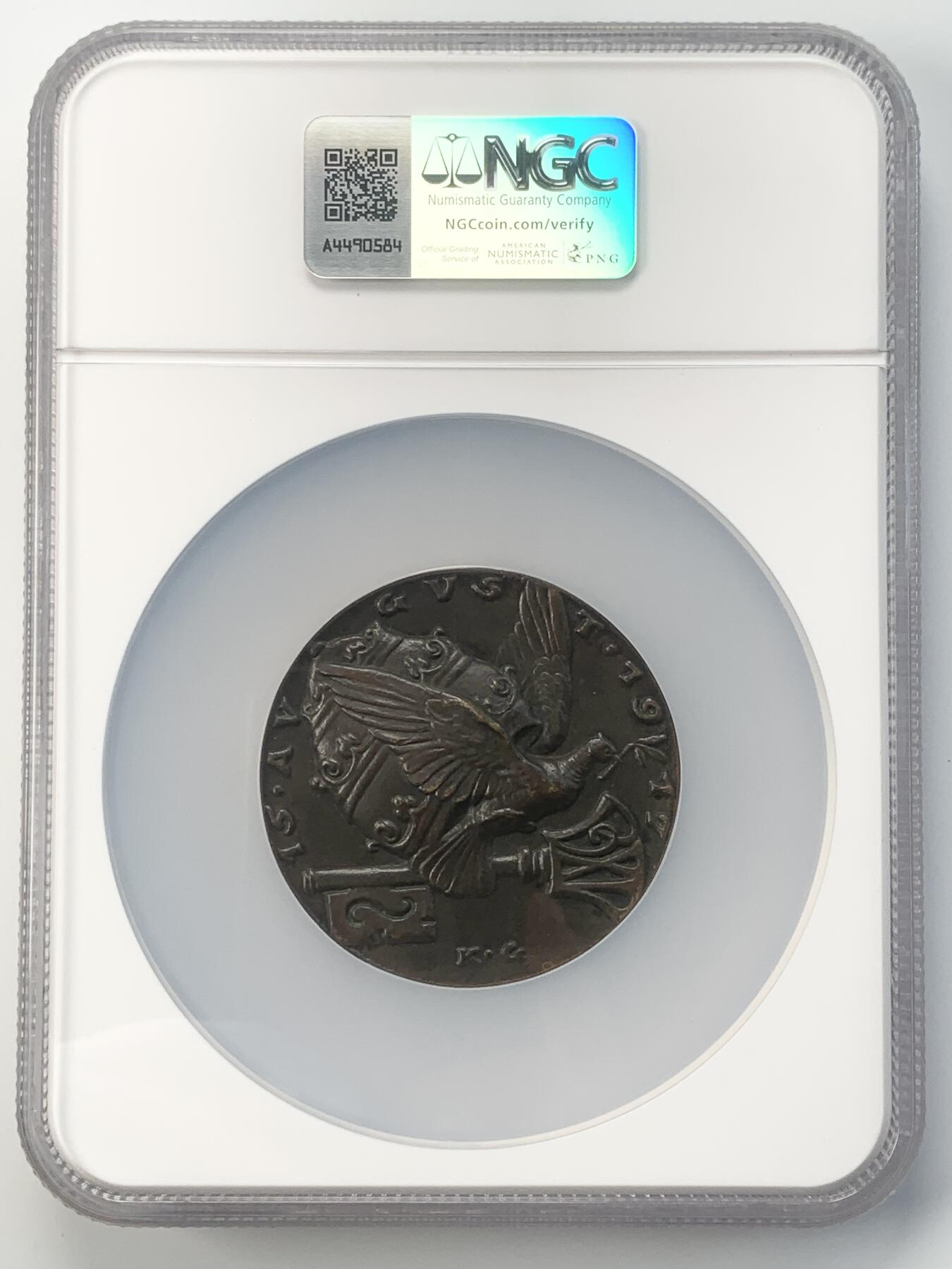 掌中浮雕-藏着的欧洲第056场 NGC MS63 : 1917年教皇本笃十五世的和平提议纪念铜章，58mm，大师卡尔哥茨作品 ，哥茨目录：193#