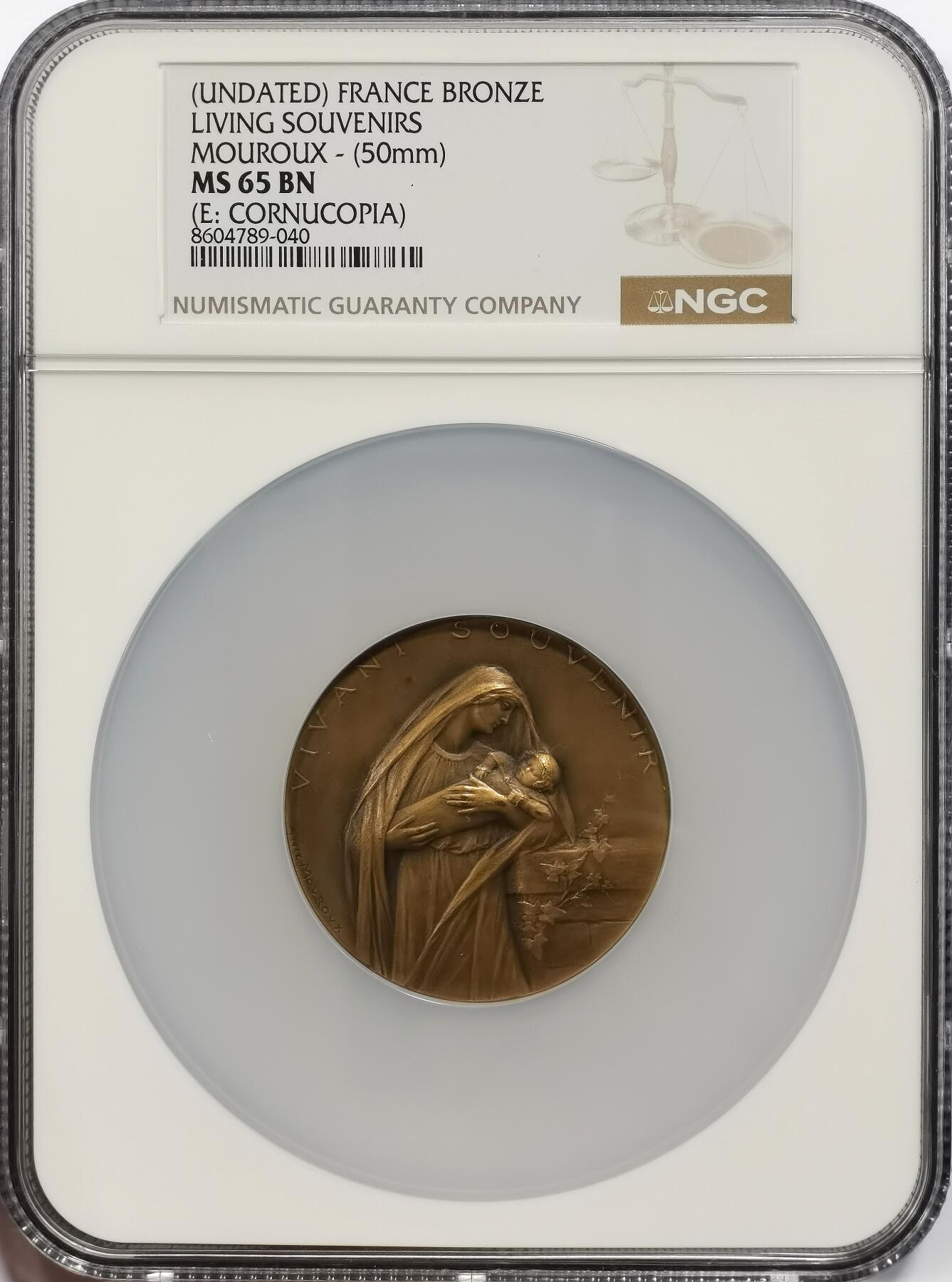 博洋堂“芳菲春韵”3月精品大拍专场暨第166期（全场包邮） NGC MS65BN 法国一战时期战争孤儿纪念大铜章，50mm