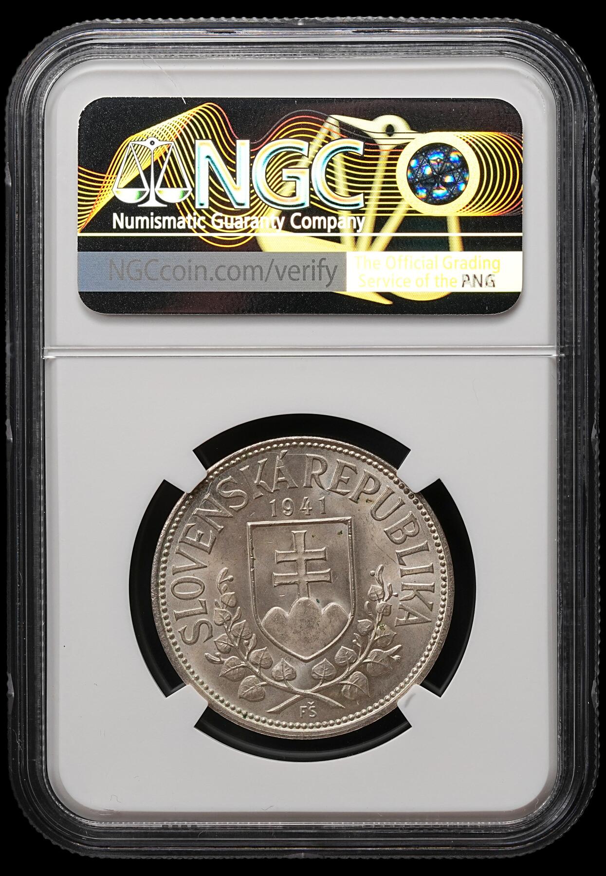 修遠堂世界钱币第109期 NGC MS65 1941年斯洛伐克-传教士圣西里尔与美多德20克朗纪念银币