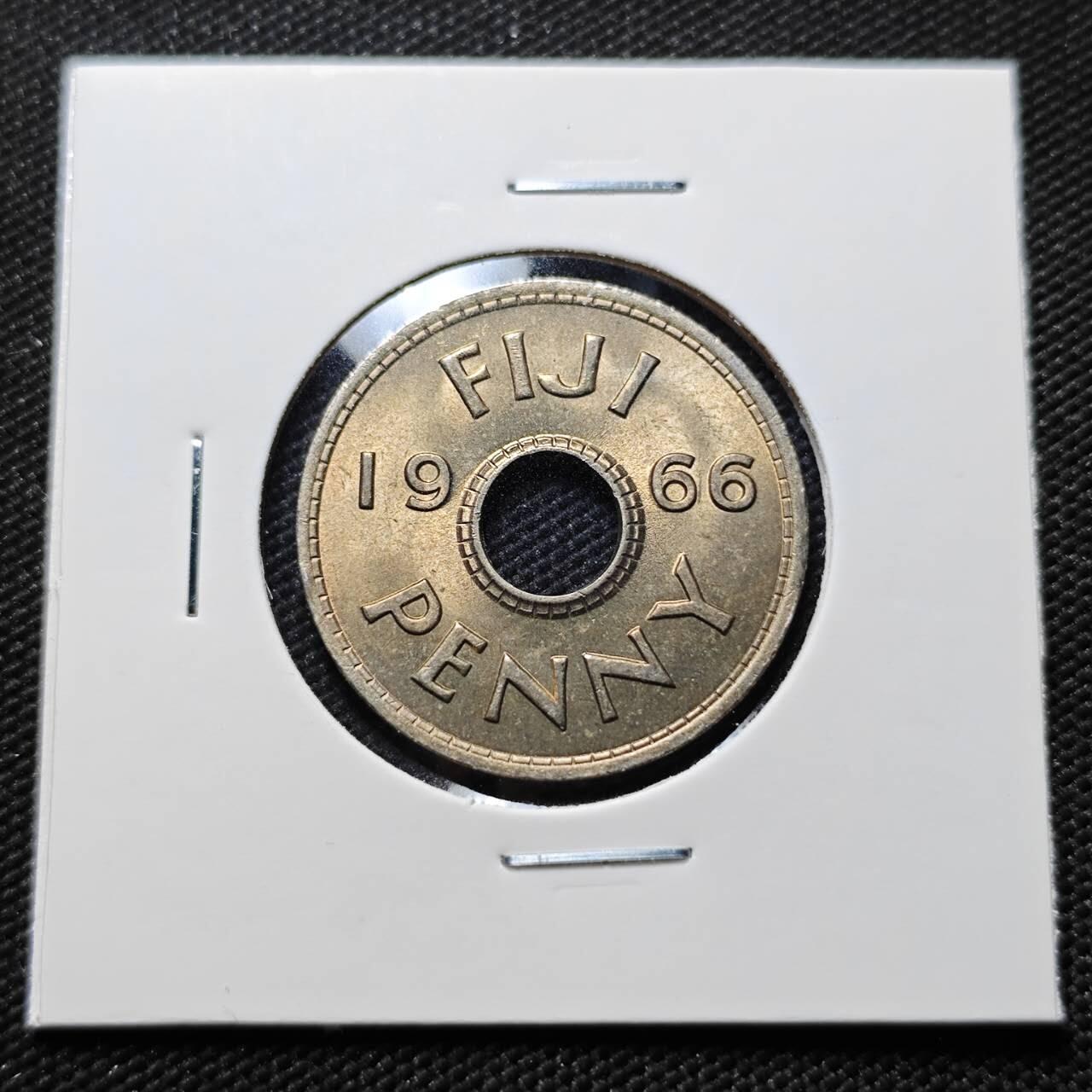 KK钱币收藏小铺  第406期 2月预留时间 周末发货  斐济1便士 好品