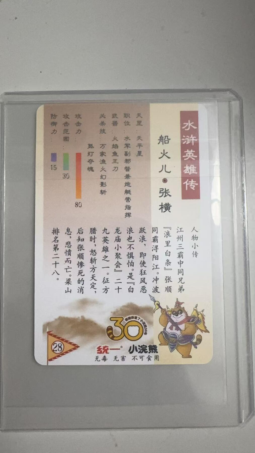 寸草不生拍卖 蛇年第一期 统一小浣熊   船火儿·张横