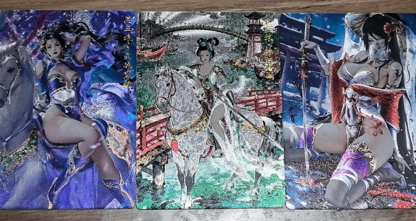 牌易阁 第一期（持续收拍，送拍联系我哦） 奇点最新一弹king佬定制一丈青扈三娘红背蓝背绿背粗闪裸卡三张齐