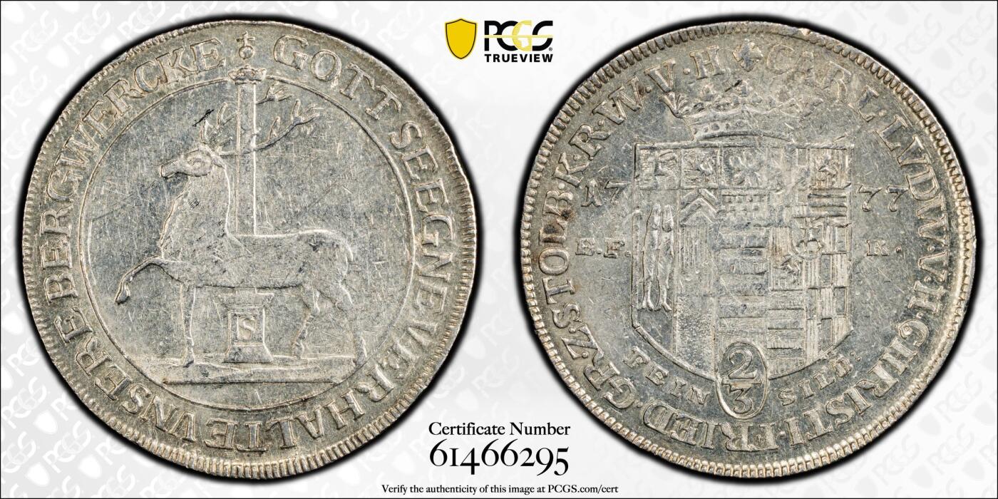 博洋堂“芳菲春韵”3月精品大拍专场暨第166期（全场包邮） PCGS AU50 德国斯托尔贝格1777年2/3泰勒银币，稀见品种，仅有2枚更高分