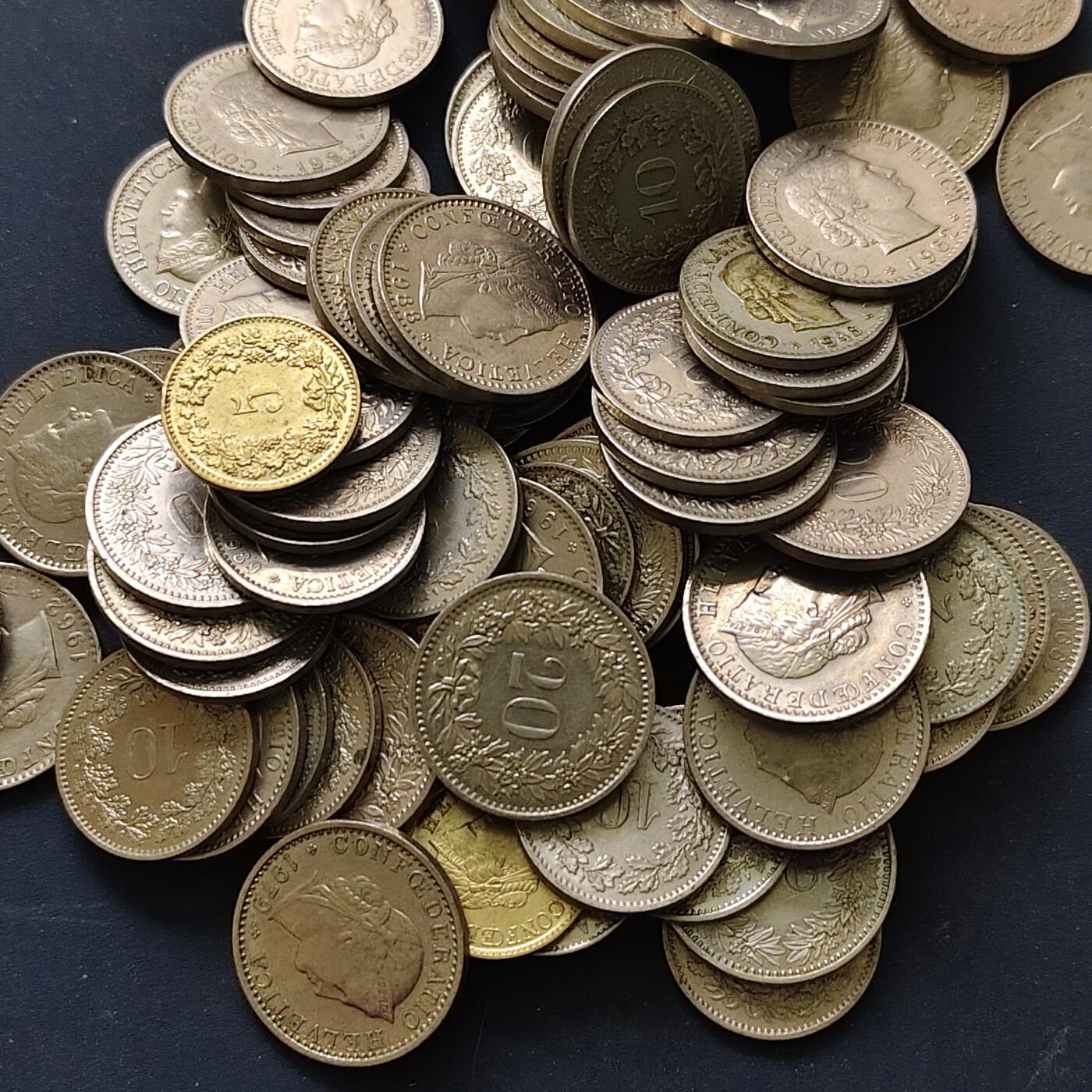 【全场包邮】纯粹捡漏拍515场 【批量】瑞士各年份5-20分334克一批