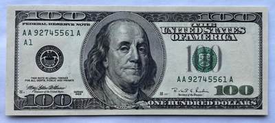 【礼羽收藏】🌏世界钱币拍卖第130期 - 1996版 大头100美 首发大头 AAA首发冠号 全新UNC 实物图