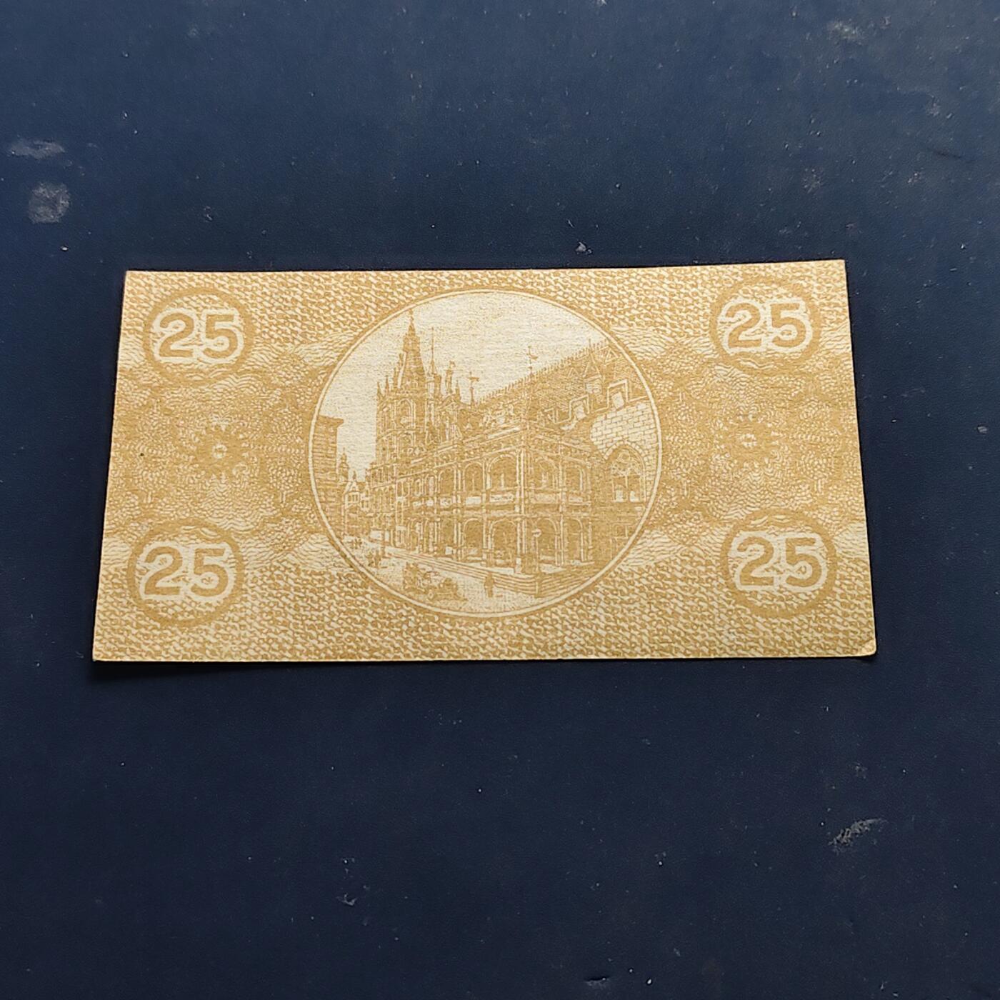 【全场包邮】纯粹捡漏拍514场 【纸钞】德国紧急状态莱茵省科隆市1917年25芬尼非全新纸钞
