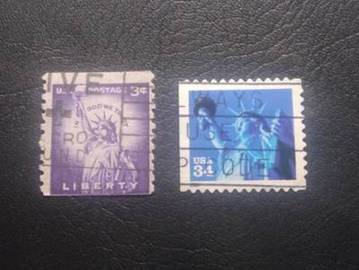 荟藏特别场次第十一期——“邮通万国花纸头”（价格低至0.1元） - 美国自由女神普票信销两张