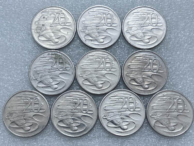 第一海外回流一元起拍收藏 散集专场  第305期 - 澳大利亚20分硬币 女王老年版 10枚 带光品