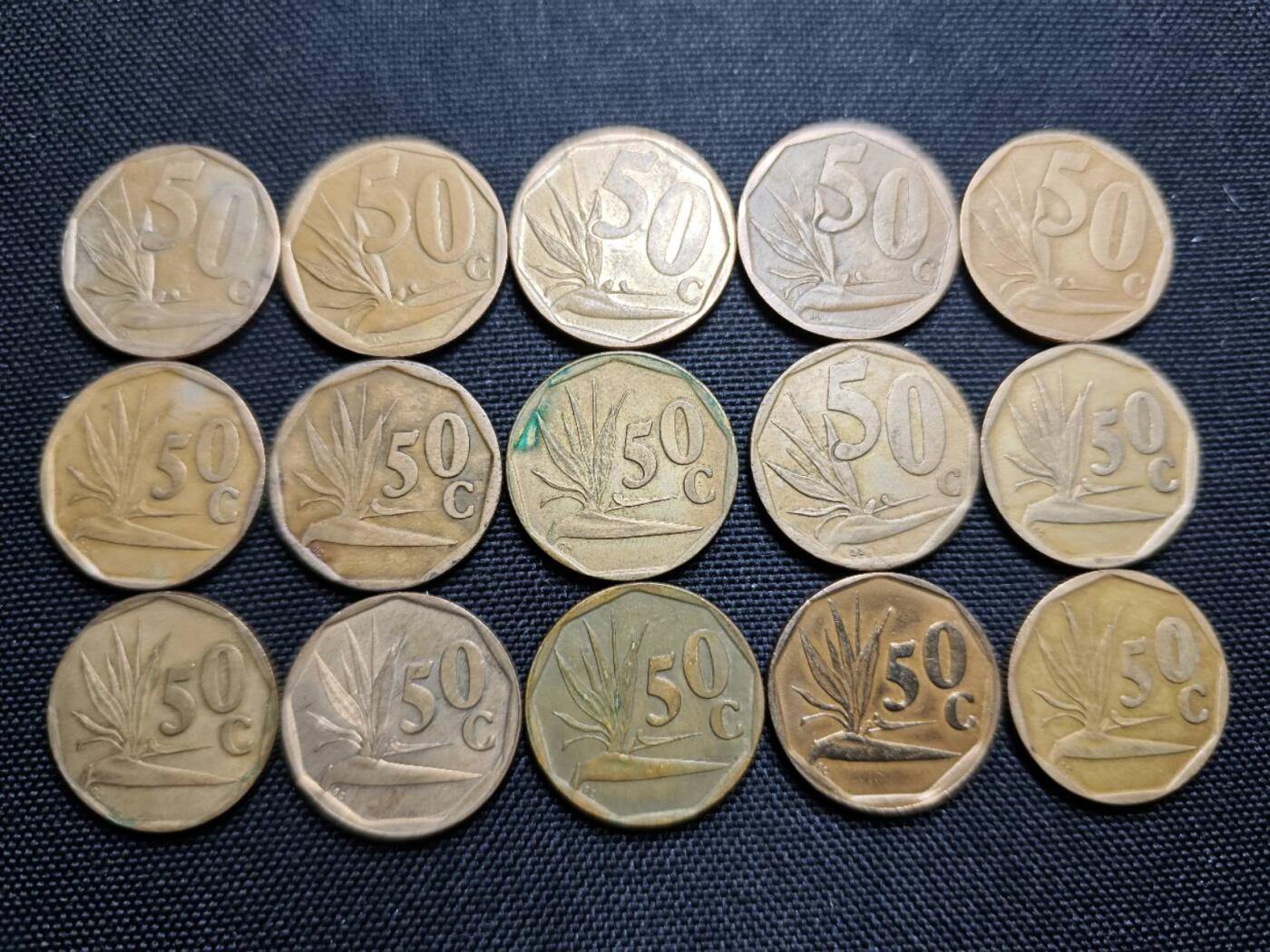 KK钱币收藏小铺   套币专场 2月预留时间 周末发货  南非50分 大小数字一组15枚