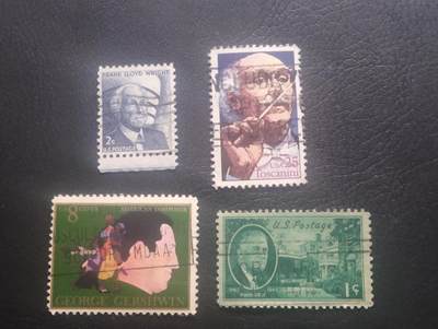 荟藏特别场次第十一期——“邮通万国花纸头”（价格低至0.1元） - 美国人物纪念票信销四张