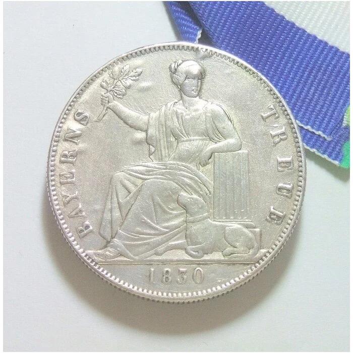 【银】德国巴伐利亚1830年 女神拿花1泰勒大银币 极美品