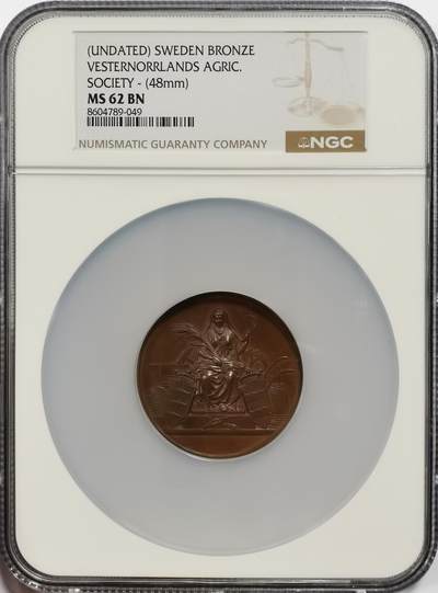 博洋堂“芳菲春韵”3月精品大拍专场暨第166期（全场包邮） - NGC MS62BN 瑞典西诺尔兰农业协会纪念大铜章，48mm