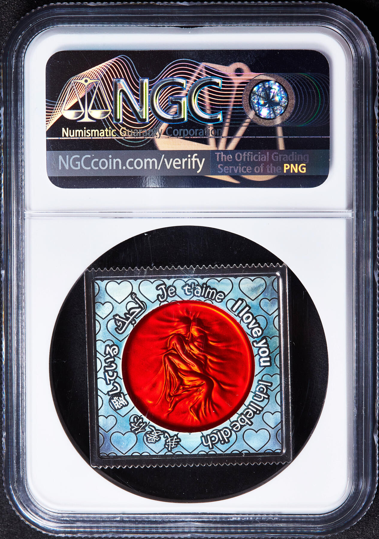 【俄甄集藏】2026年(050)04-01星期三 晚 19:30 全场包邮 中国2021年纪念情人节小雨伞与丘比特造型方形镀银纪念章，NGC MS70，富有创意