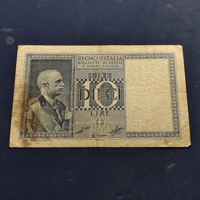 【全场包邮】纯粹捡漏拍514场 - 【纸钞】意大利王国1935年10里拉非全新纸钞