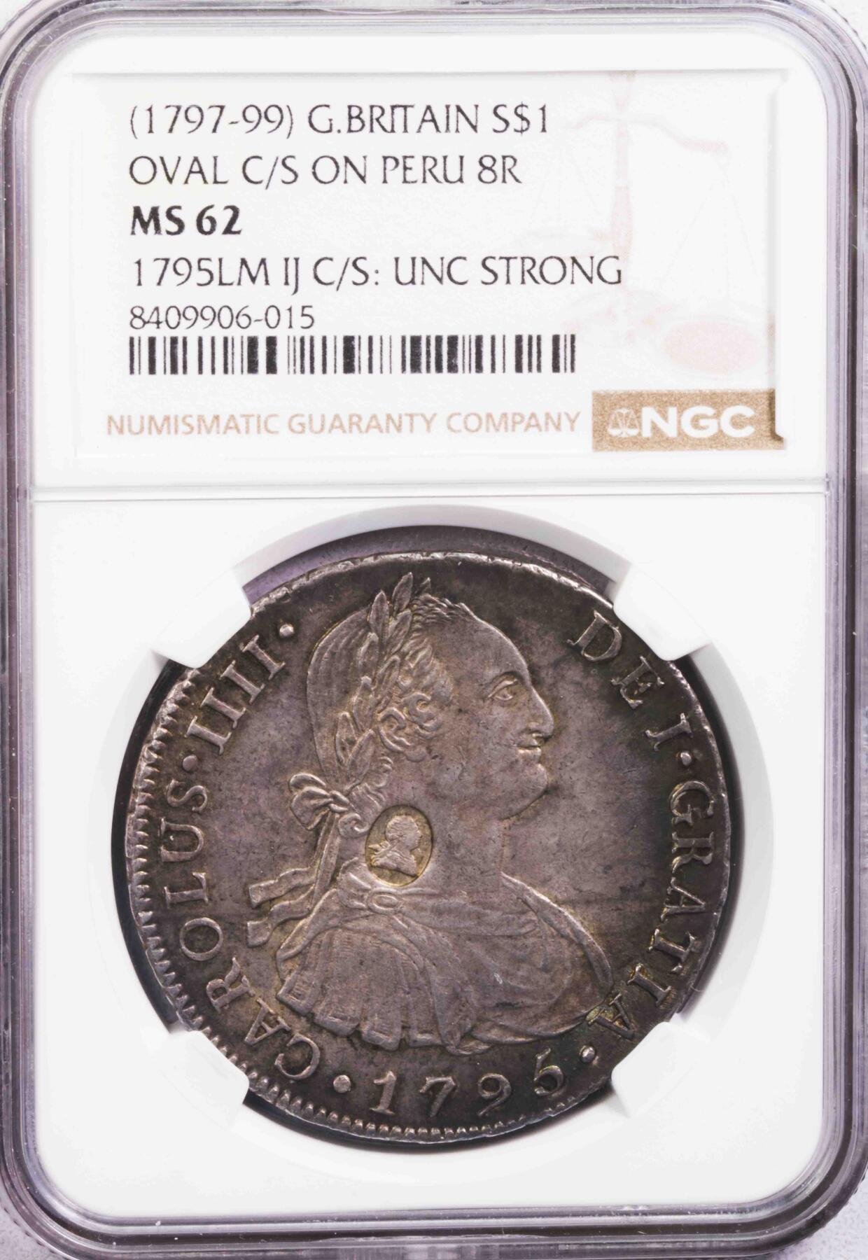 NGC-MS62 1797英国银行加盖unc戳记 极品