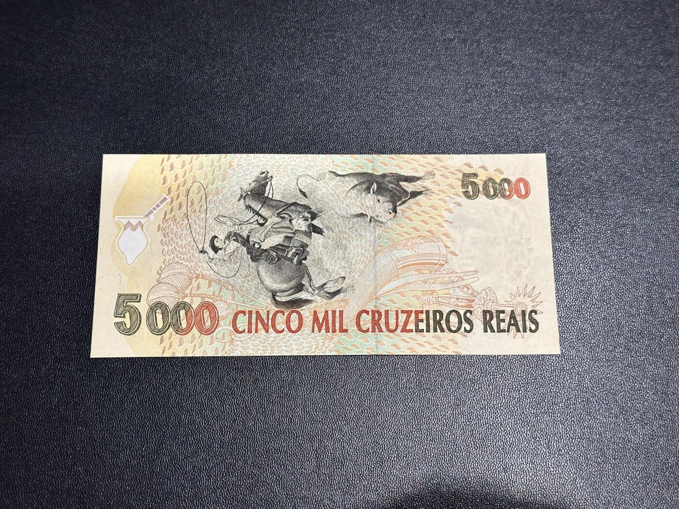《外钞收藏家》第六百二十期（畅拍场）（长期征集拍品、欢迎藏友们联系合作） 巴西5000里亚尔 全新 AA冠