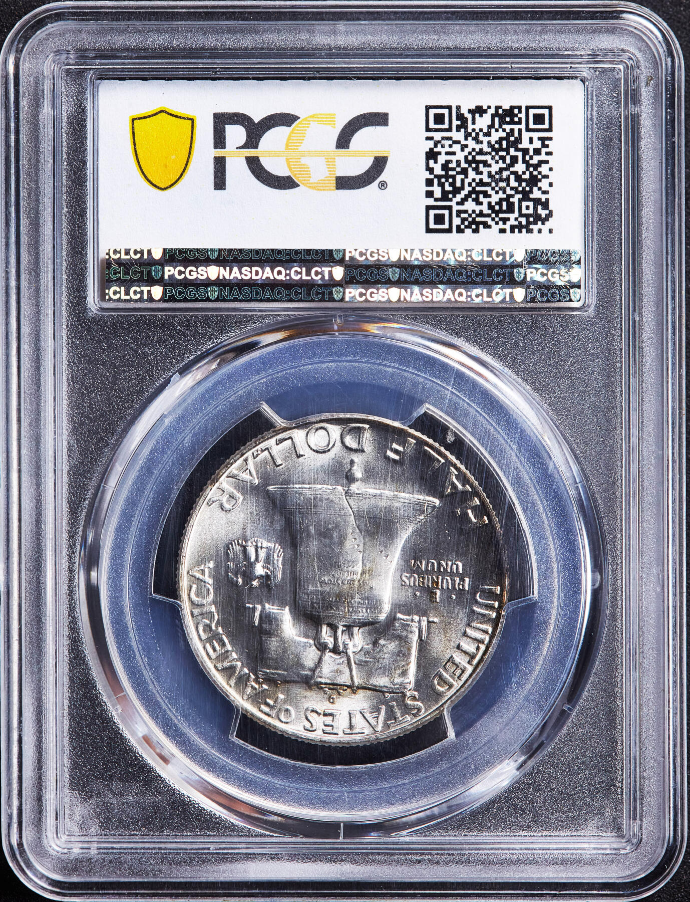 【俄甄集藏】2026年(050)04-01星期三 晚 19:30 全场包邮 美国1957年D版富兰克林50美分银币，PCGS MS64+，转光品相