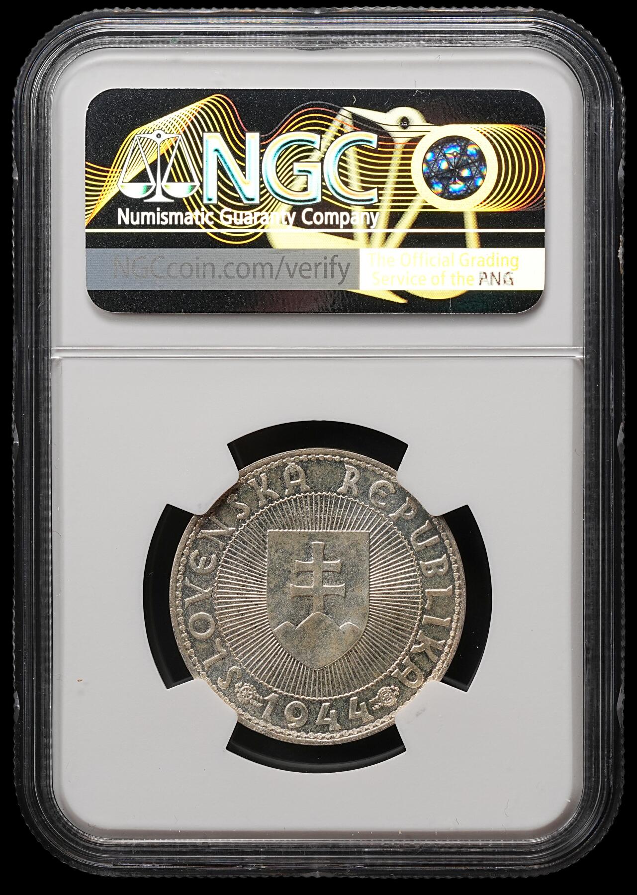 修遠堂世界钱币第109期 NGC MS64  1944年斯洛伐克普里比纳亲王10克朗纪念银币