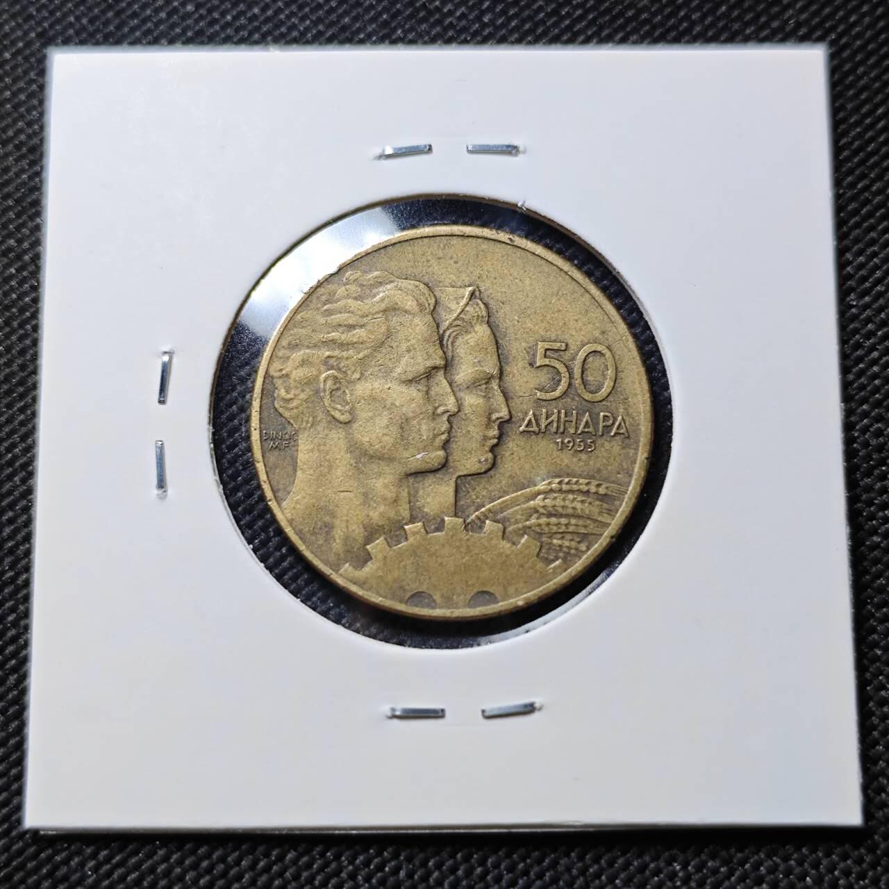 KK钱币收藏小铺  第406期 2月预留时间 周末发货  1955南斯拉夫50第纳尔铜币