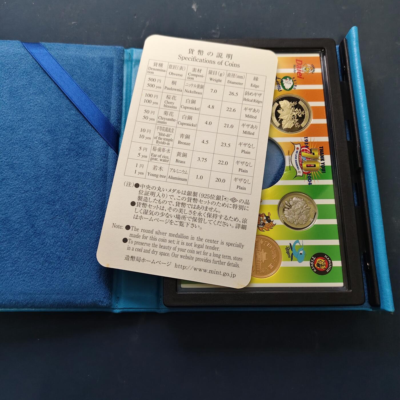 【全场包邮】纯粹捡漏拍515场 日本平成16年职棒联盟主题官方精制套币-带原盒证（无银章）