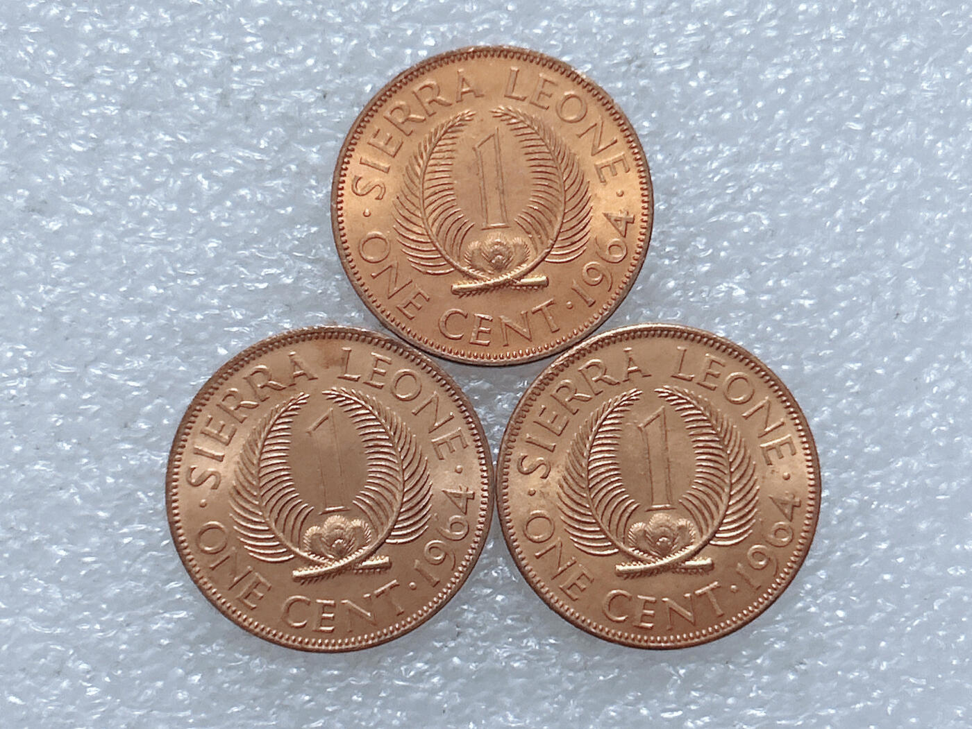 第一海外回流一元起拍收藏 散集专场  第305期 塞拉利昂1964年1分铜币 3枚 原光品