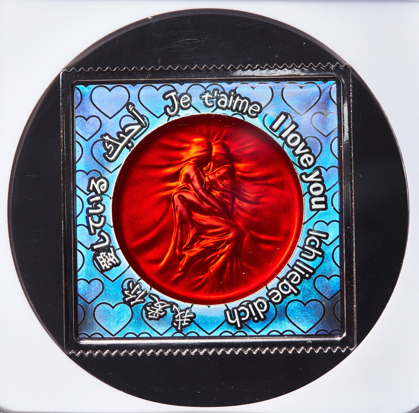 【俄甄集藏】2026年(050)04-01星期三 晚 19:30 全场包邮 中国2021年纪念情人节小雨伞与丘比特造型方形镀银纪念章，NGC MS70，富有创意