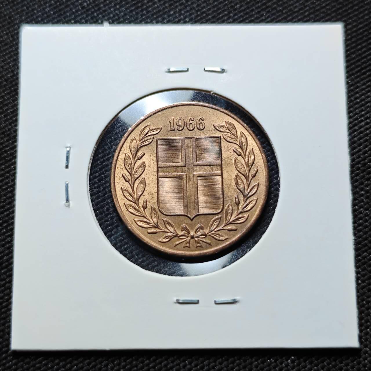 KK钱币收藏小铺  第406期 2月预留时间 周末发货  1966冰岛5克朗 好品