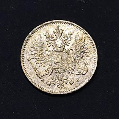 【全场包邮】纯粹捡漏拍514场 - 俄占芬兰1917年尼古拉二世双头鹰25盆尼银币【16毫米1.27克75%】