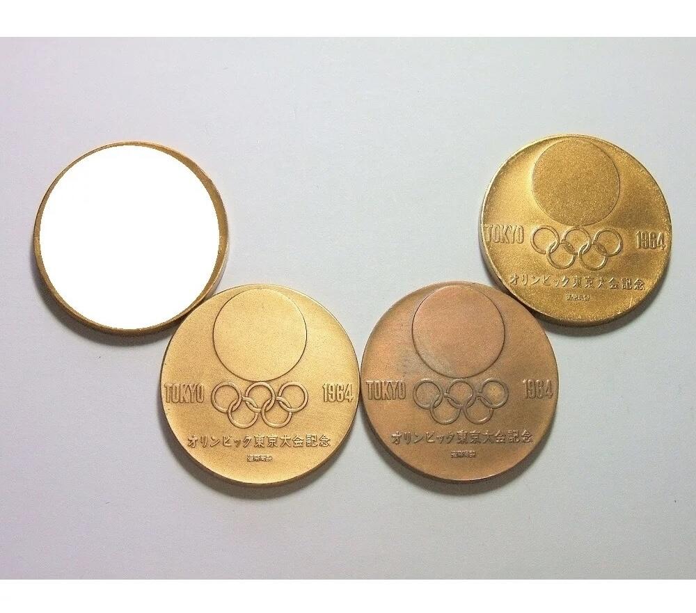 单枚价 日本1964年东京奥运会五环 短跑百米飞人高浮雕铜章 30MM