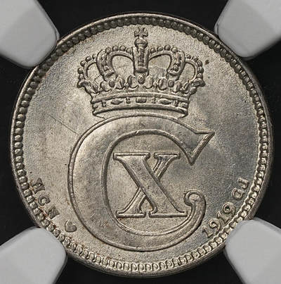 修遠堂世界钱币第109期 - NGC MS65 1919年丹麦25欧尔银币