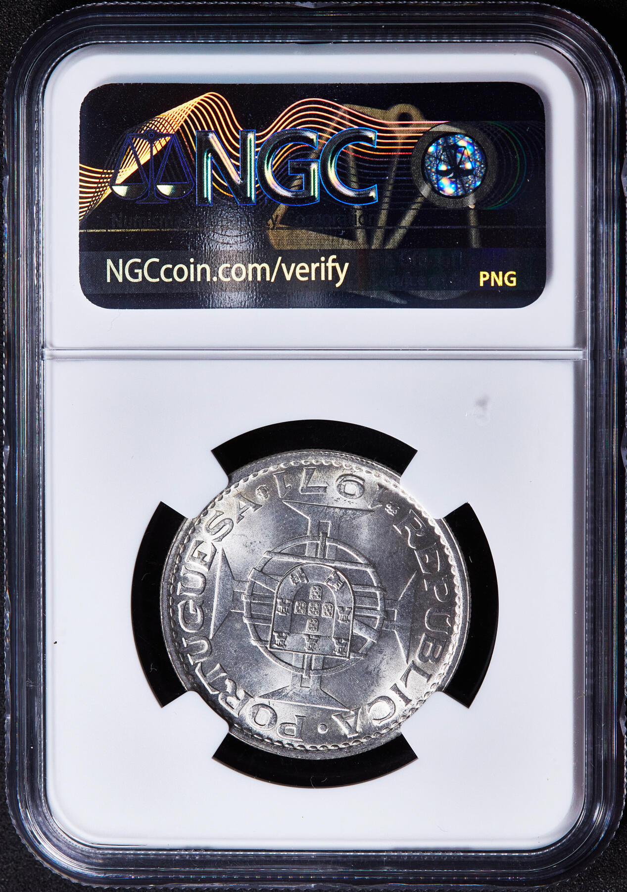 【俄甄集藏】2026年(050)04-01星期三 晚 19:30 全场包邮 葡属澳门1971年5元银币，NGC MS65，转光品相