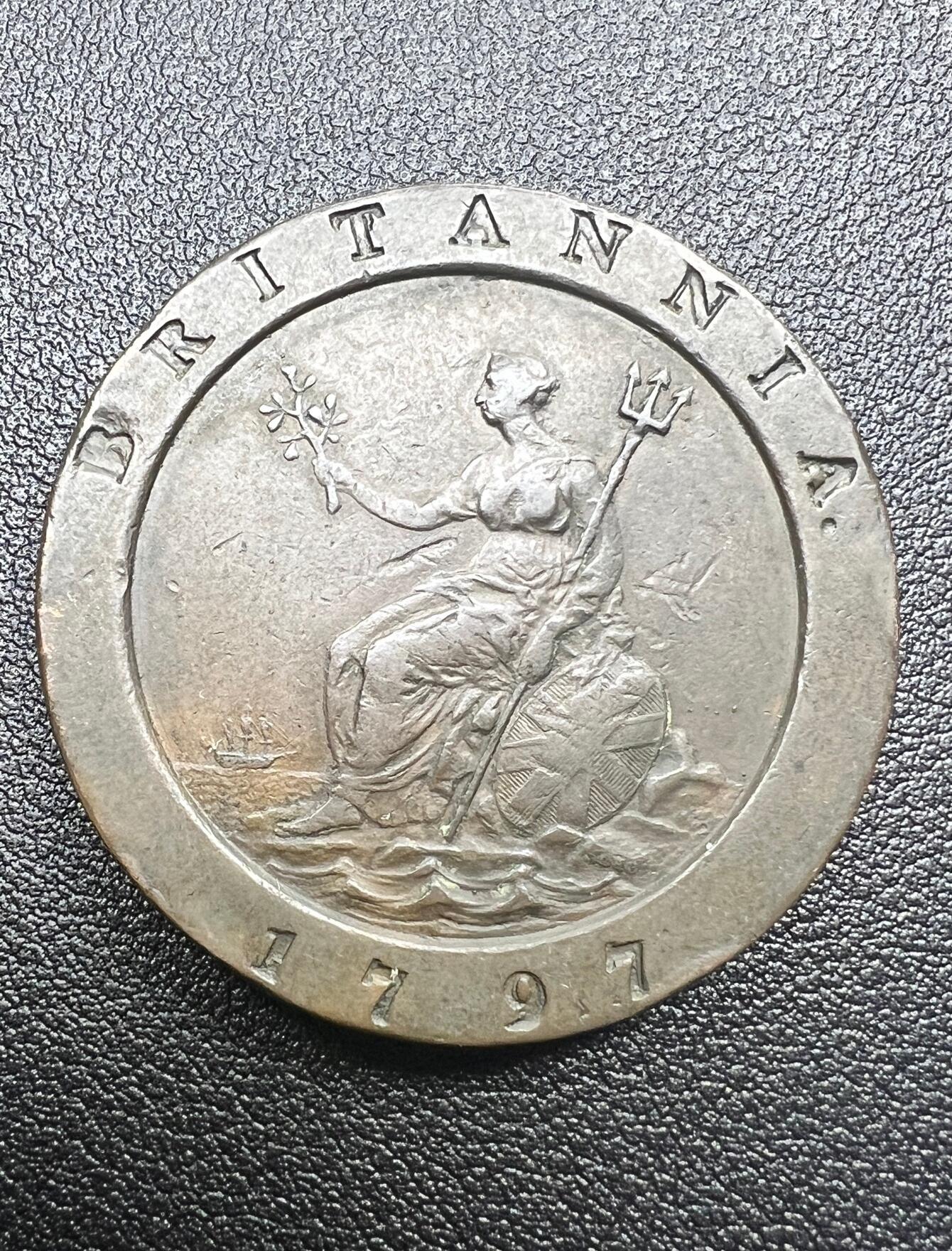 1797 年英国乔治三世车轮二便士铜币 机制币鼻祖 收藏级流通美品 包老保真