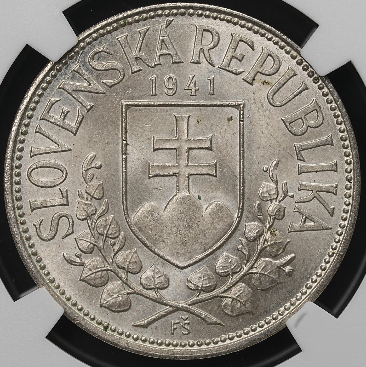 修遠堂世界钱币第109期 NGC MS65 1941年斯洛伐克-传教士圣西里尔与美多德20克朗纪念银币