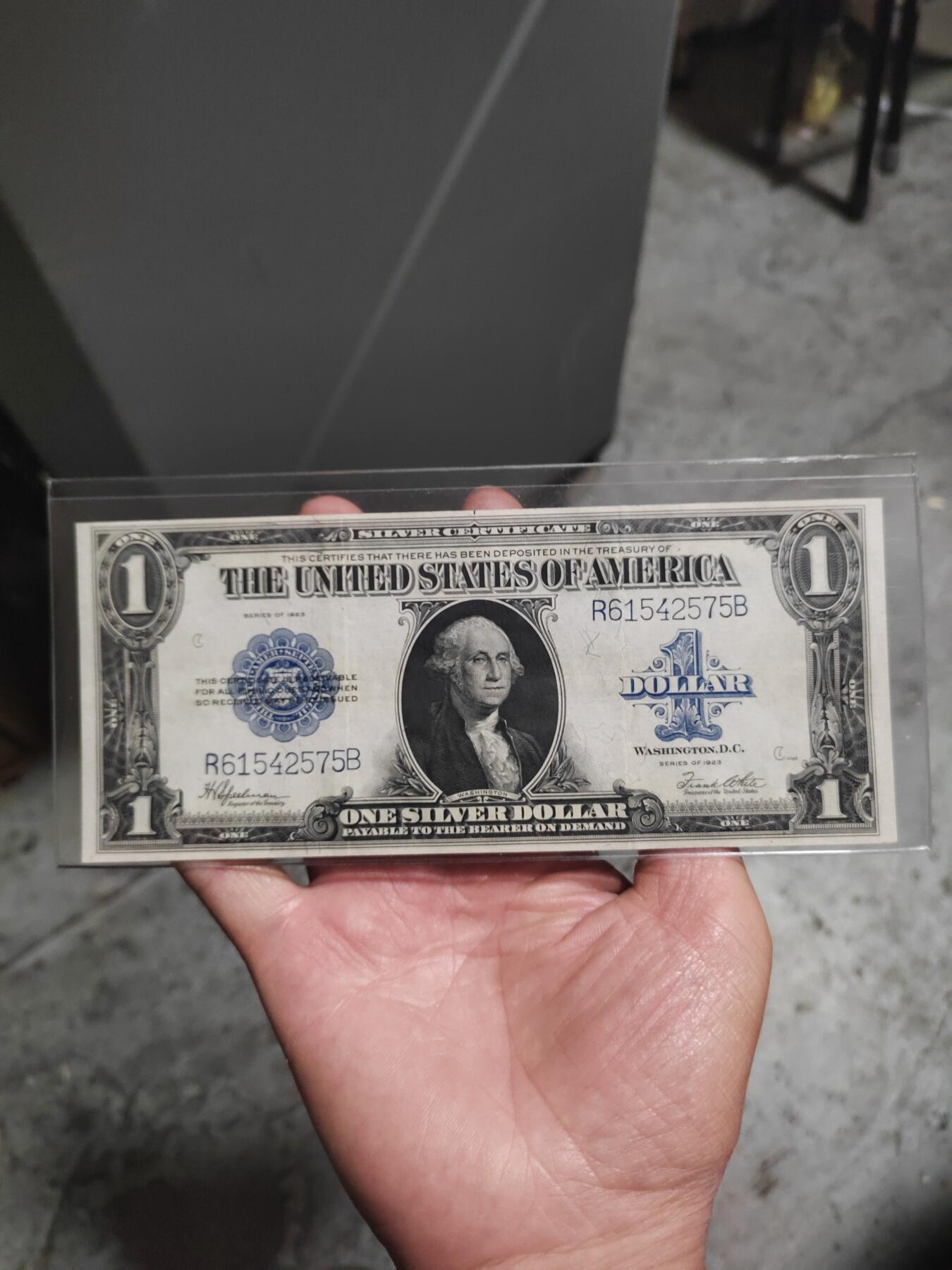 美国早期银币券，1923年，大尺寸版，轻度流通