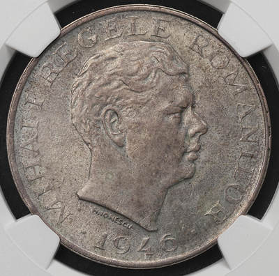 修遠堂世界钱币第109期 - NGC AU58 1946年罗马尼亚米哈伊一世100000列伊银币