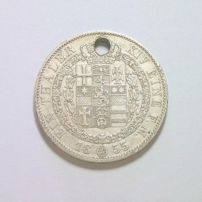 【银】德国黑森1855年 腓特烈威廉1泰勒银币 爽品