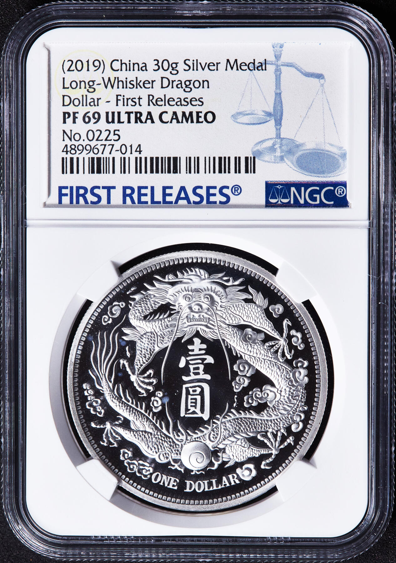 【俄甄集藏】2026年(050)04-01星期三 晚 19:30 全场包邮 中国2019年纪念宣三龙洋长须龙1元铸币精制纯银纪念章，NGC PF69UC，首期标，重30克，999银，复刻精美
