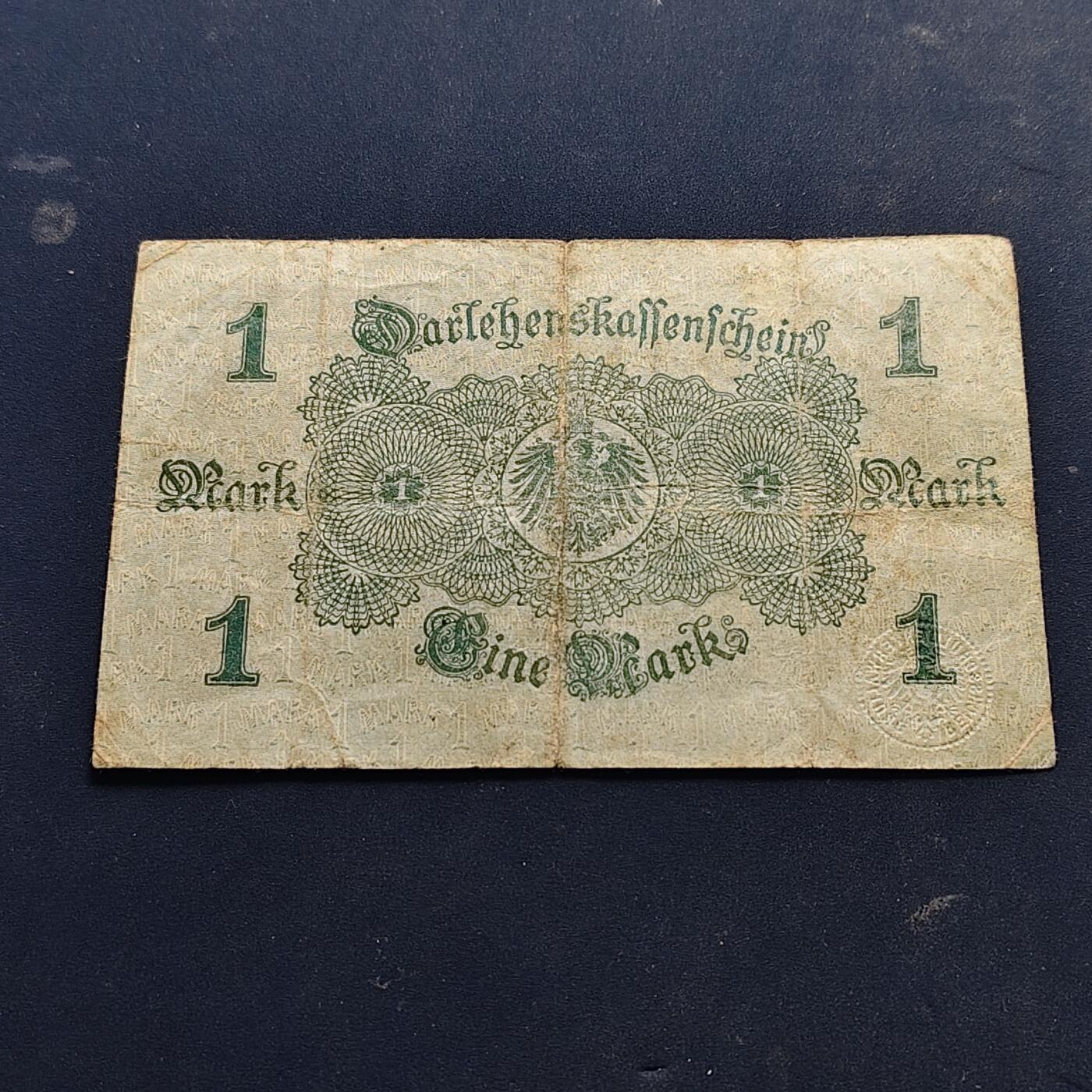 【全场包邮】纯粹捡漏拍514场 【纸钞】德国第二帝国1914年1马克非全新纸钞