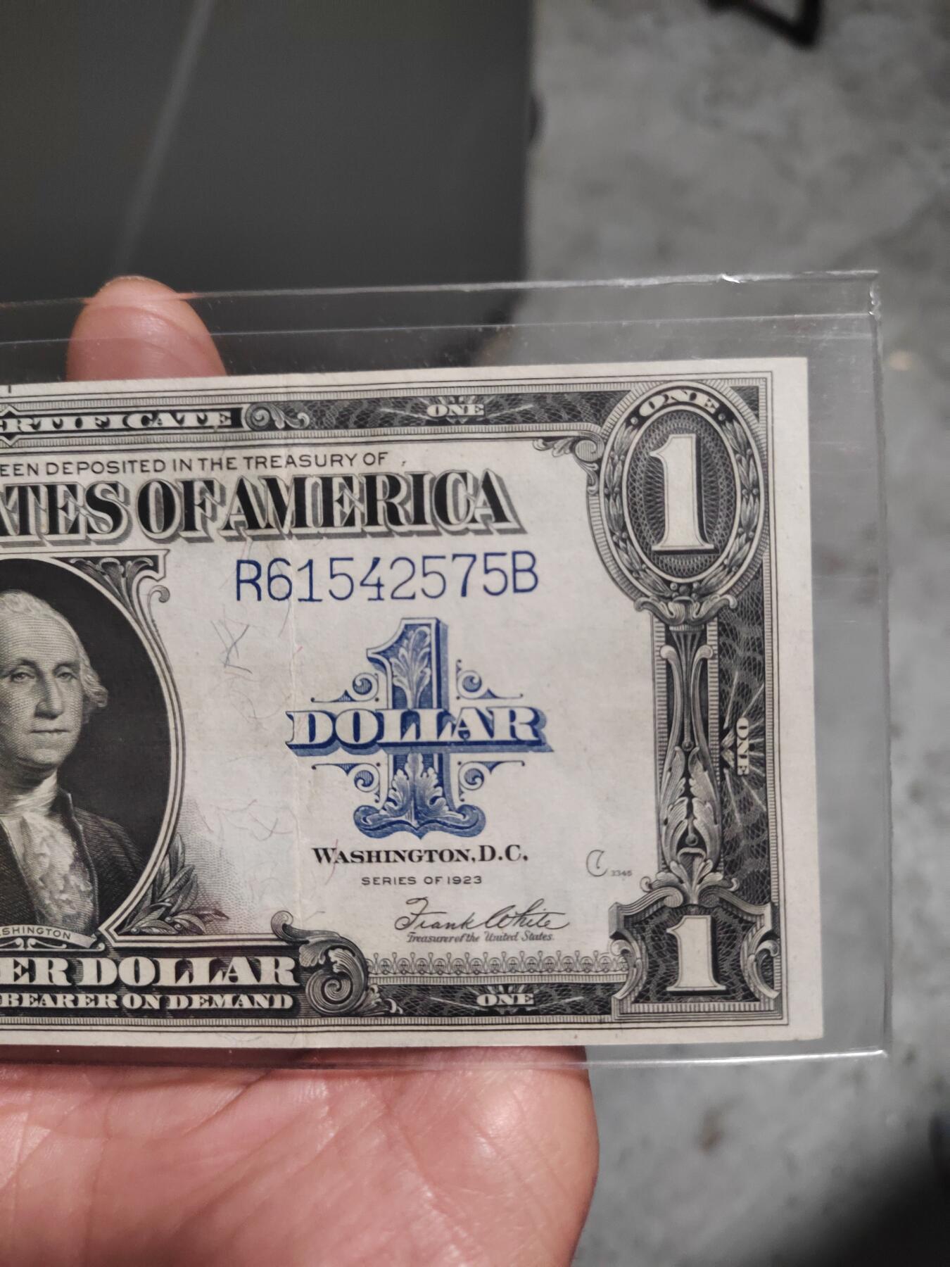 美国早期银币券，1923年，大尺寸版，轻度流通