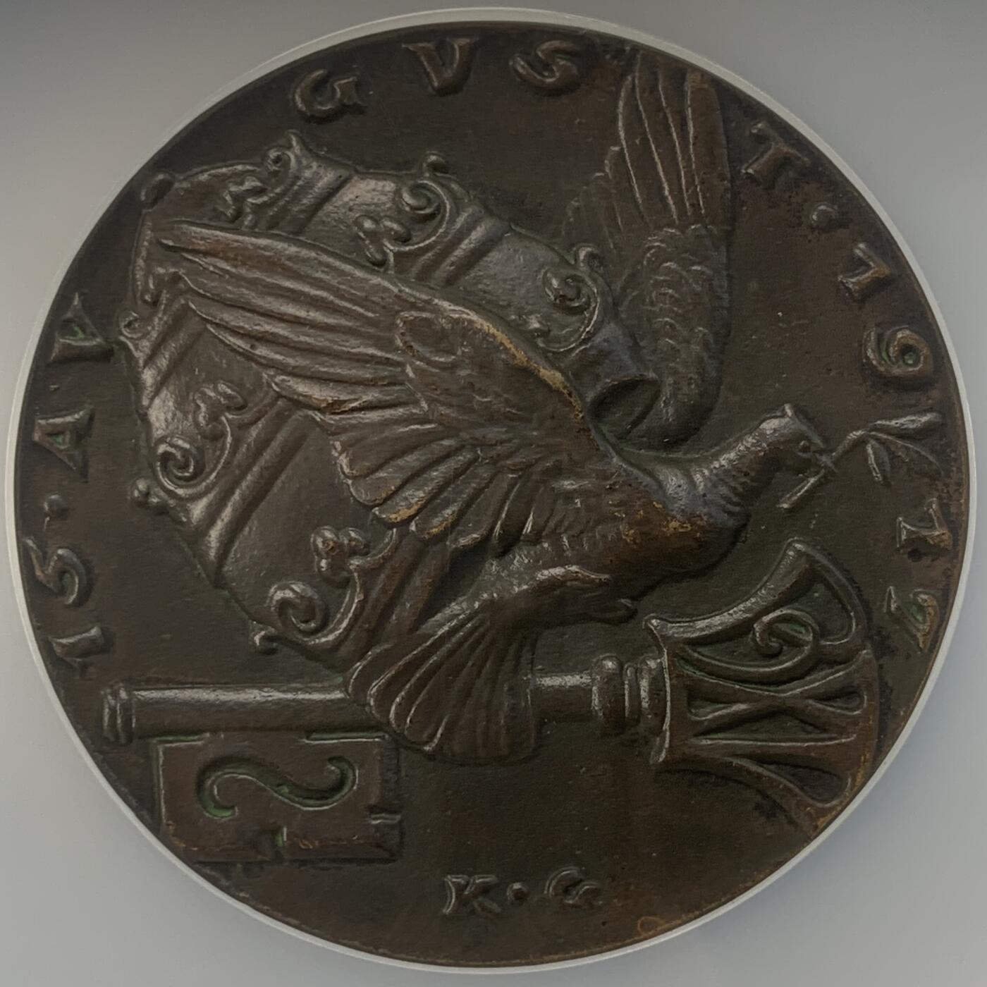 掌中浮雕-藏着的欧洲第056场 NGC MS63 : 1917年教皇本笃十五世的和平提议纪念铜章，58mm，大师卡尔哥茨作品 ，哥茨目录：193#