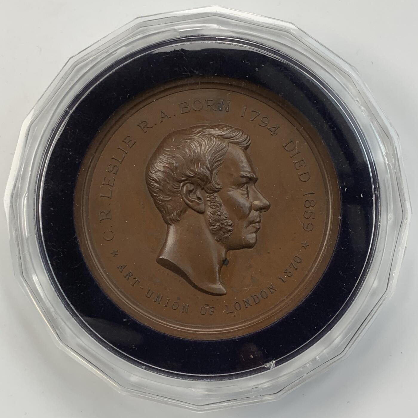 掌中浮雕-藏着的欧洲第056场 1870年英国画家查尔斯•罗伯特•莱斯利纪念章 ，55mm； 英国章标准目录 BHM#2911号