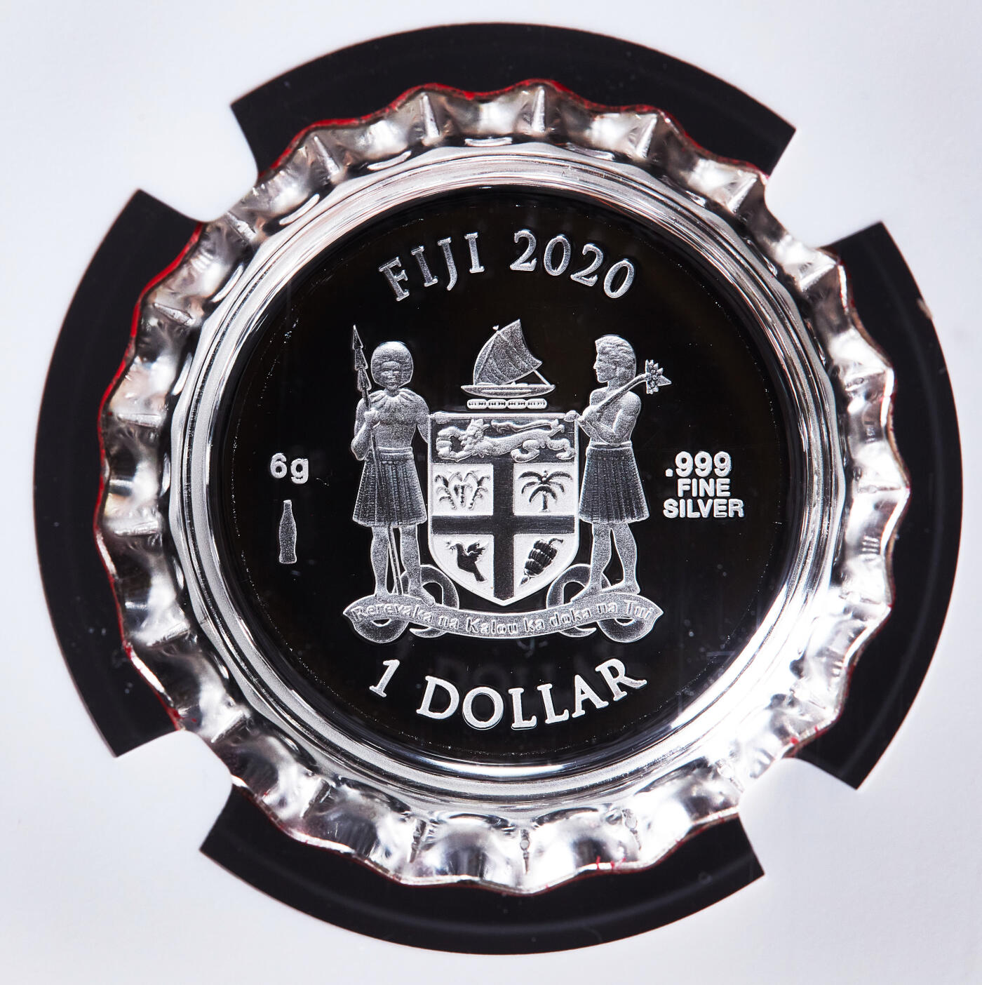 【俄甄集藏】2026年(050)04-01星期三 晚 19:30 全场包邮 斐济2020年可口可乐瓶盖中文版1元精制彩绘银币，NGC PF70UC，重6克，999银，满分难得