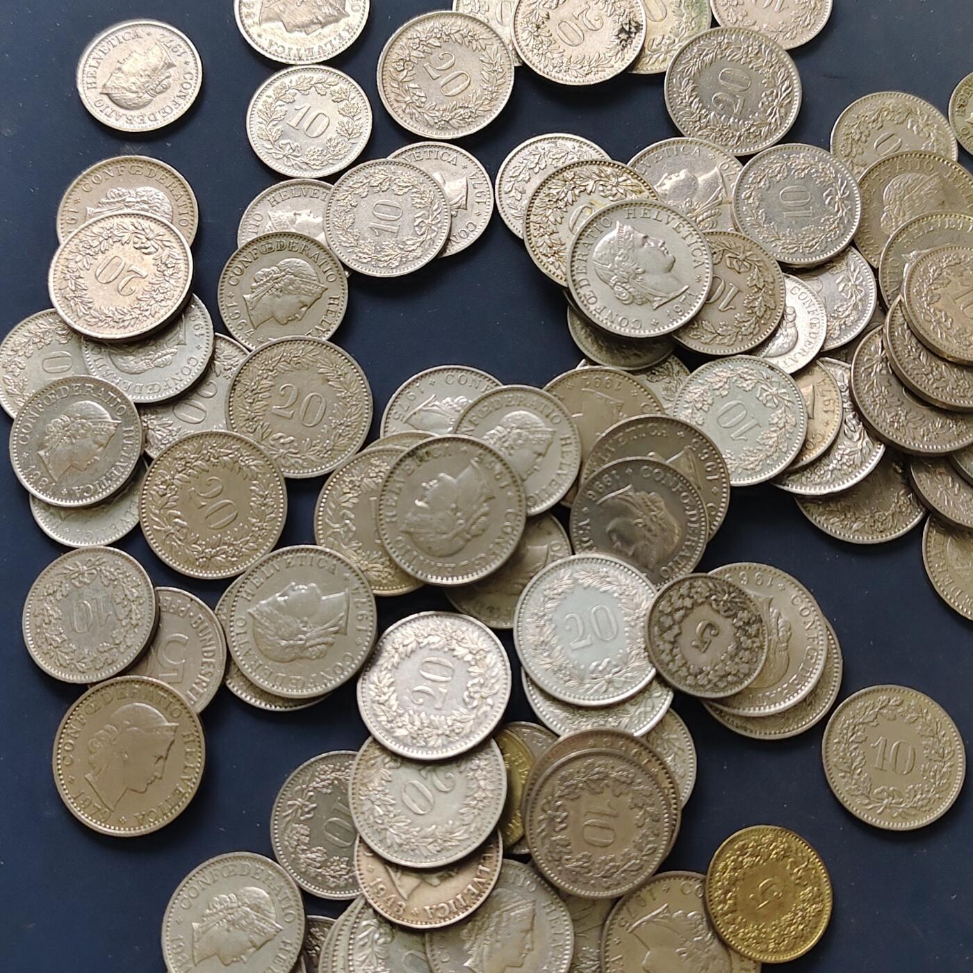 【全场包邮】纯粹捡漏拍515场 【批量】瑞士各年份5-20分334克一批