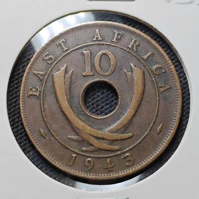KK钱币收藏小铺  第406期 2月预留时间 周末发货 -  1943英属东非10分铜币