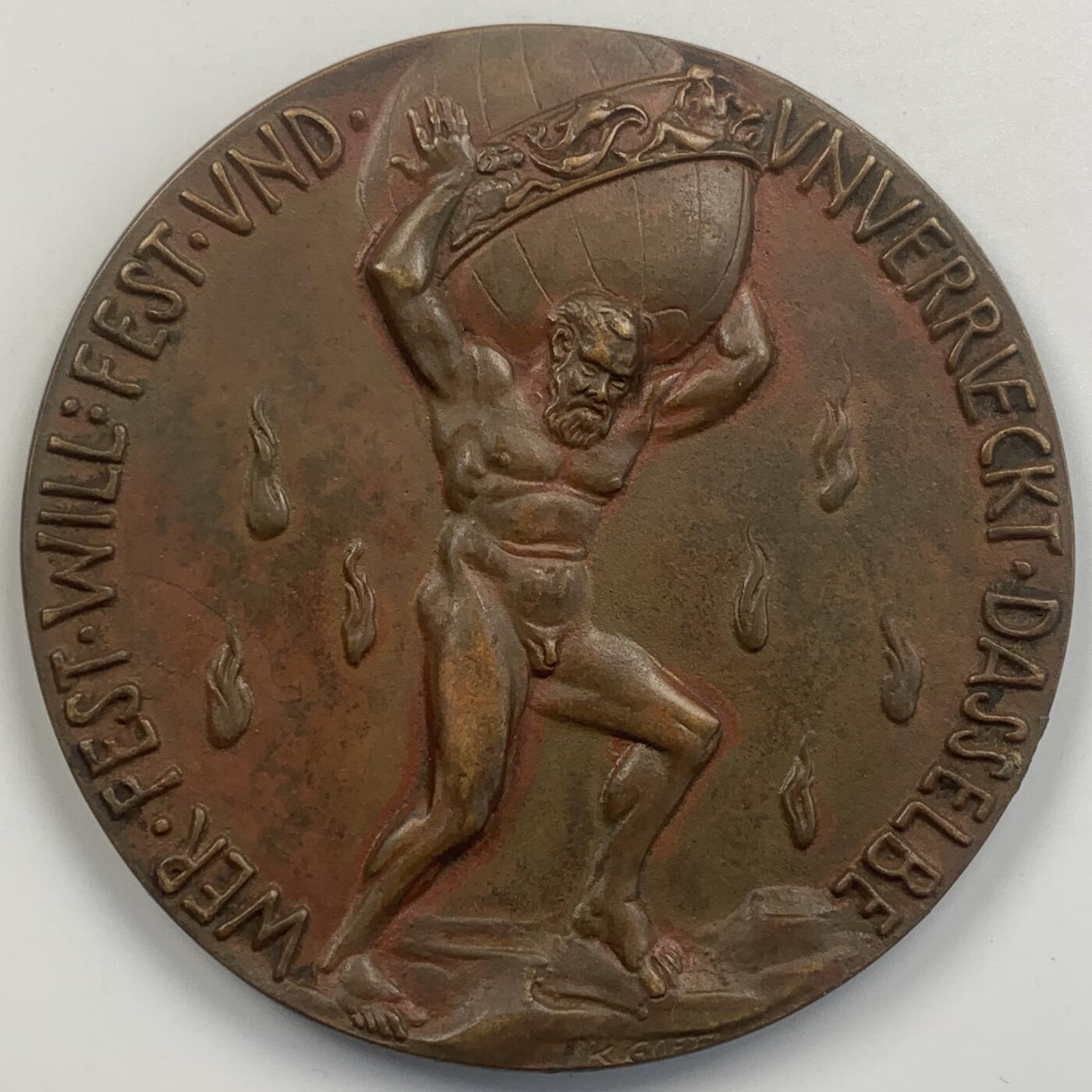 掌中浮雕-藏着的欧洲第056场 1914年德国一战开战动员纪念大铜章， 84mm，大师卡尔哥茨作品 